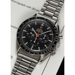 A RARE GENTLEMAN'S STAINLESS STEEL OMEGA SPEEDMASTER PROFESSIONAL "ULTRAMAN" CHRONOGRAPH BRACELET