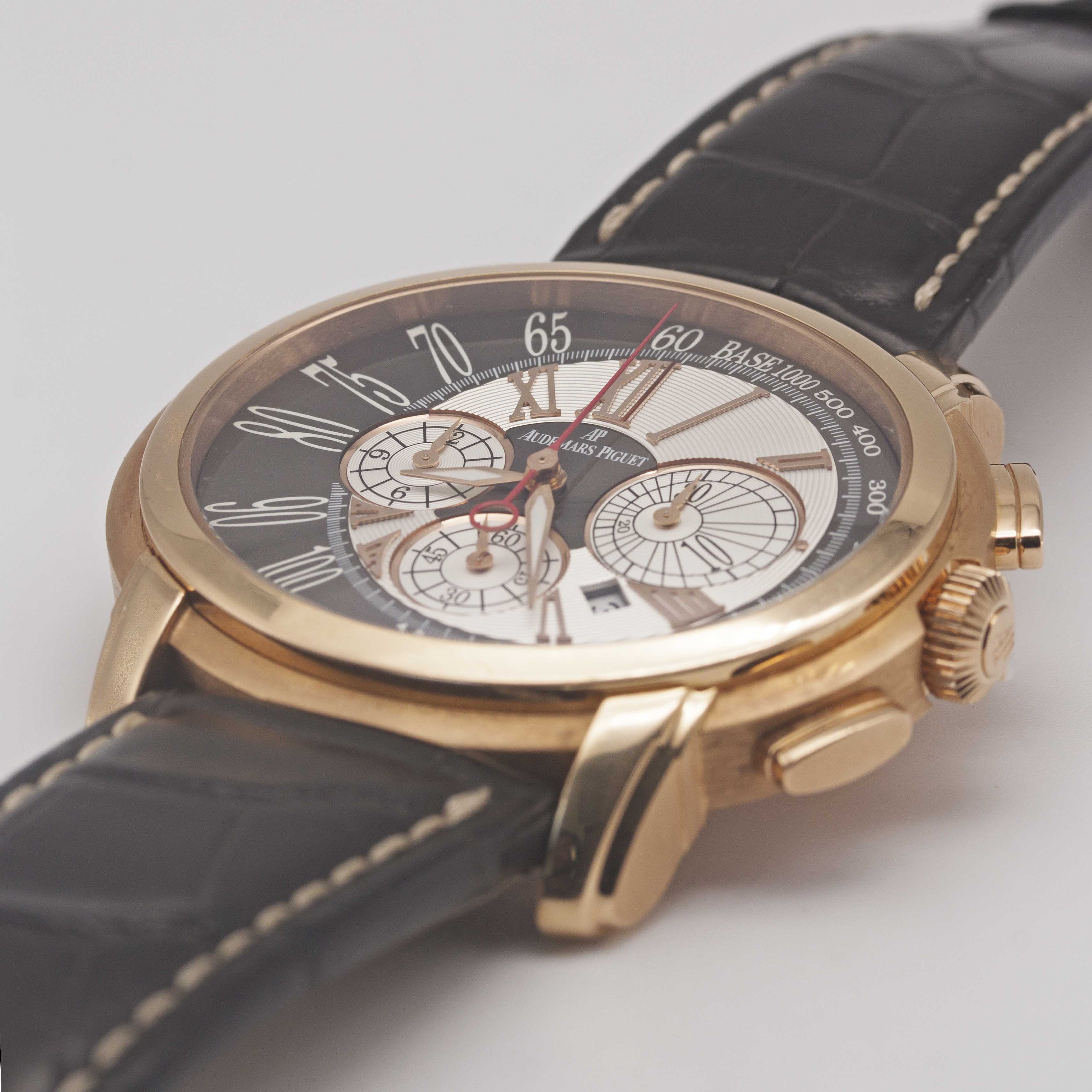 A GENTLEMAN'S 18K SOLID ROSE GOLD AUDEMARS PIGUET MILLENARY CHRONOGRAPH WRIST WATCH CIRCA 2015, REF. - Image 3 of 10