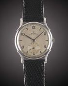 A GENTLEMAN'S STAINLESS STEEL ROLEX SHOCK RESISTING WRIST WATCH CIRCA 1950s, REF. 4542 WITH MIRRORED