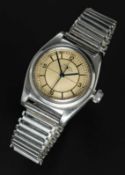 A RARE GENTLEMAN'S ROLESIUM ROLEX OYSTER BRACELET WATCH CIRCA 1930s, WITH TWO TONE SILVER SECTOR