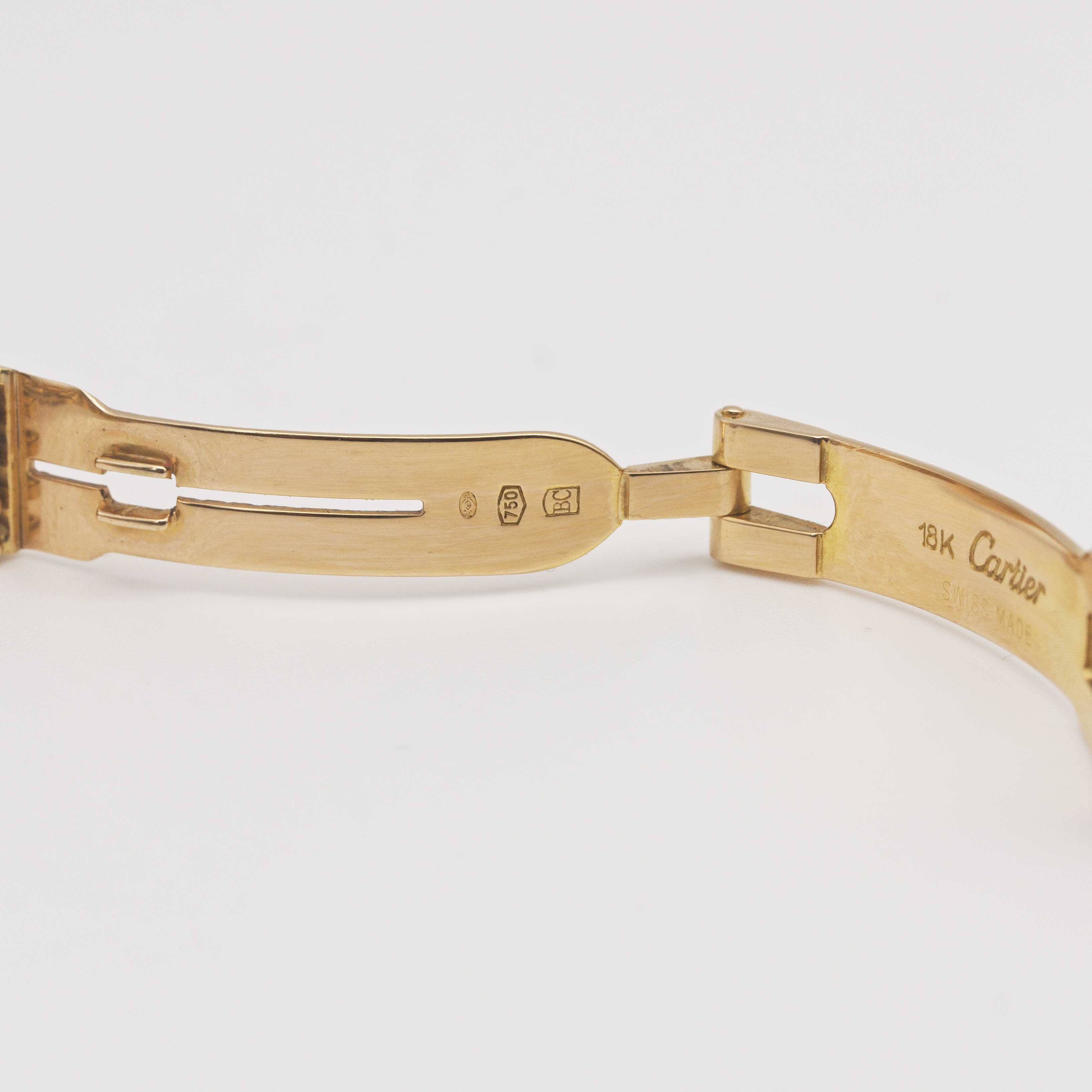 A LADIES 18K SOLID YELLOW GOLD & DIAMOND CARTIER TORTUE BRACELET WATCH CIRCA 1990s Movement: Quartz, - Image 10 of 10