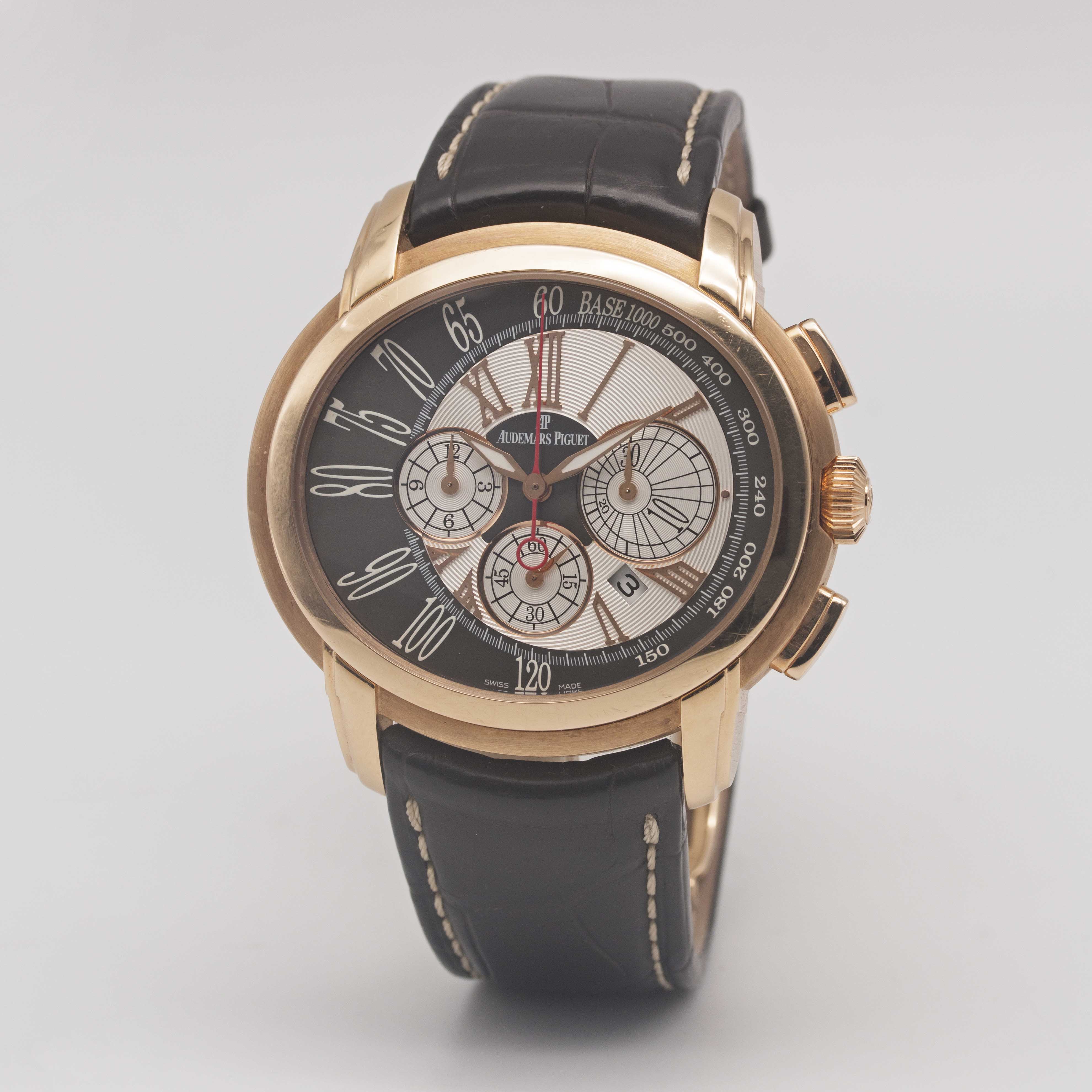 A GENTLEMAN'S 18K SOLID ROSE GOLD AUDEMARS PIGUET MILLENARY CHRONOGRAPH WRIST WATCH CIRCA 2015, REF. - Image 4 of 10