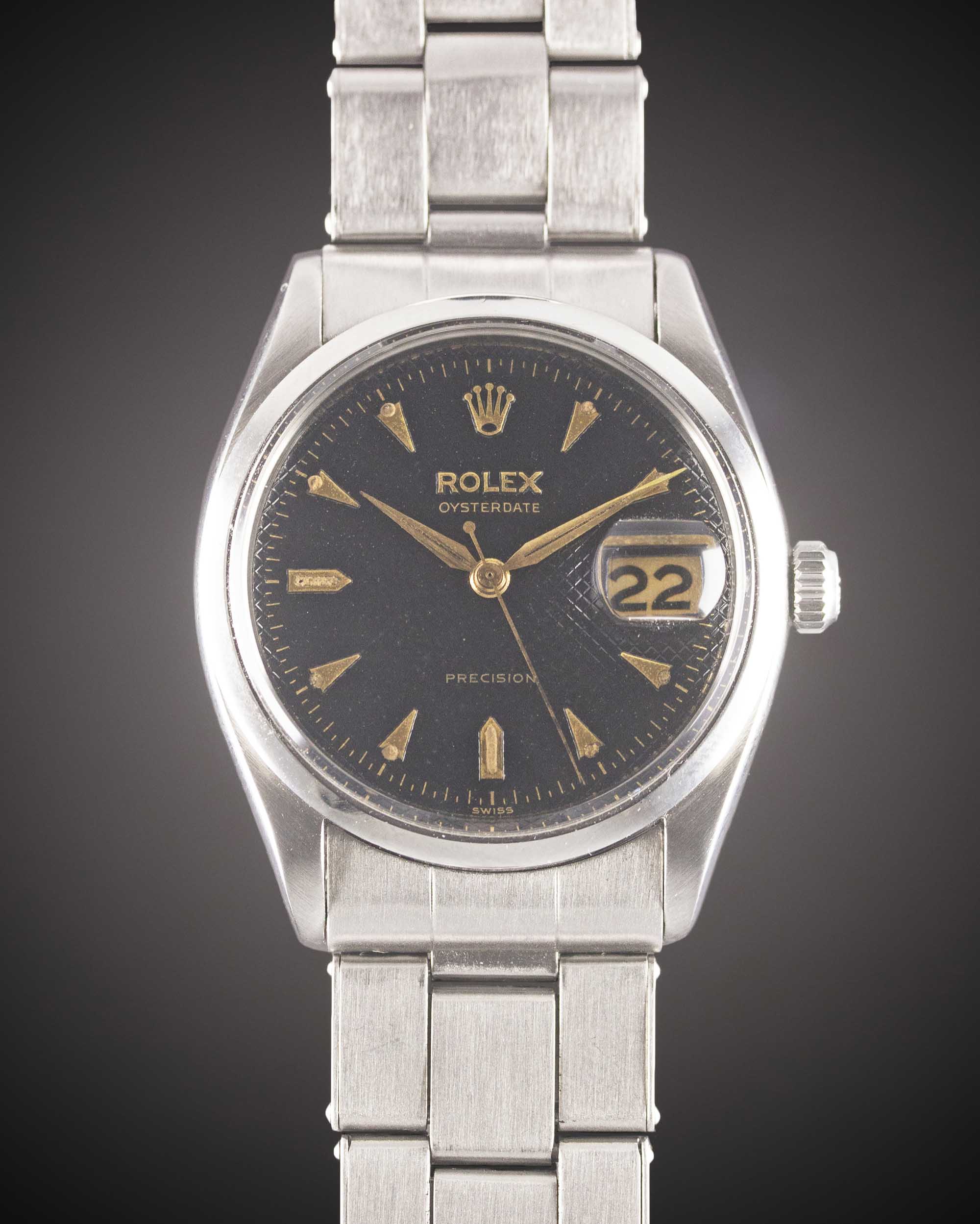 A RARE GENTLEMAN'S STAINLESS STEEL ROLEX OYSTERDATE PRECISION BRACELET WATCH CIRCA 1954, REF. 6294 - Image 2 of 12