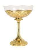 AN IMPRESSIVE SOLID SILVER GILT & ROCK CRYSTAL CENTREPIECE  CIRCA 1980s Rock crystal bowl measures