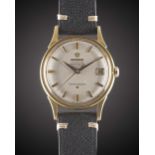 A GENTLEMAN'S 18K SOLID YELLOW GOLD OMEGA CONSTELLATION DATE CHRONOMETER WRIST WATCH CIRCA 1966,