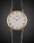 A GENTLEMAN'S SIZE 18K SOLID YELLOW GOLD PIAGET ALTIPLANO WRIST WATCH DATED 1992, REF. 9035 N WITH