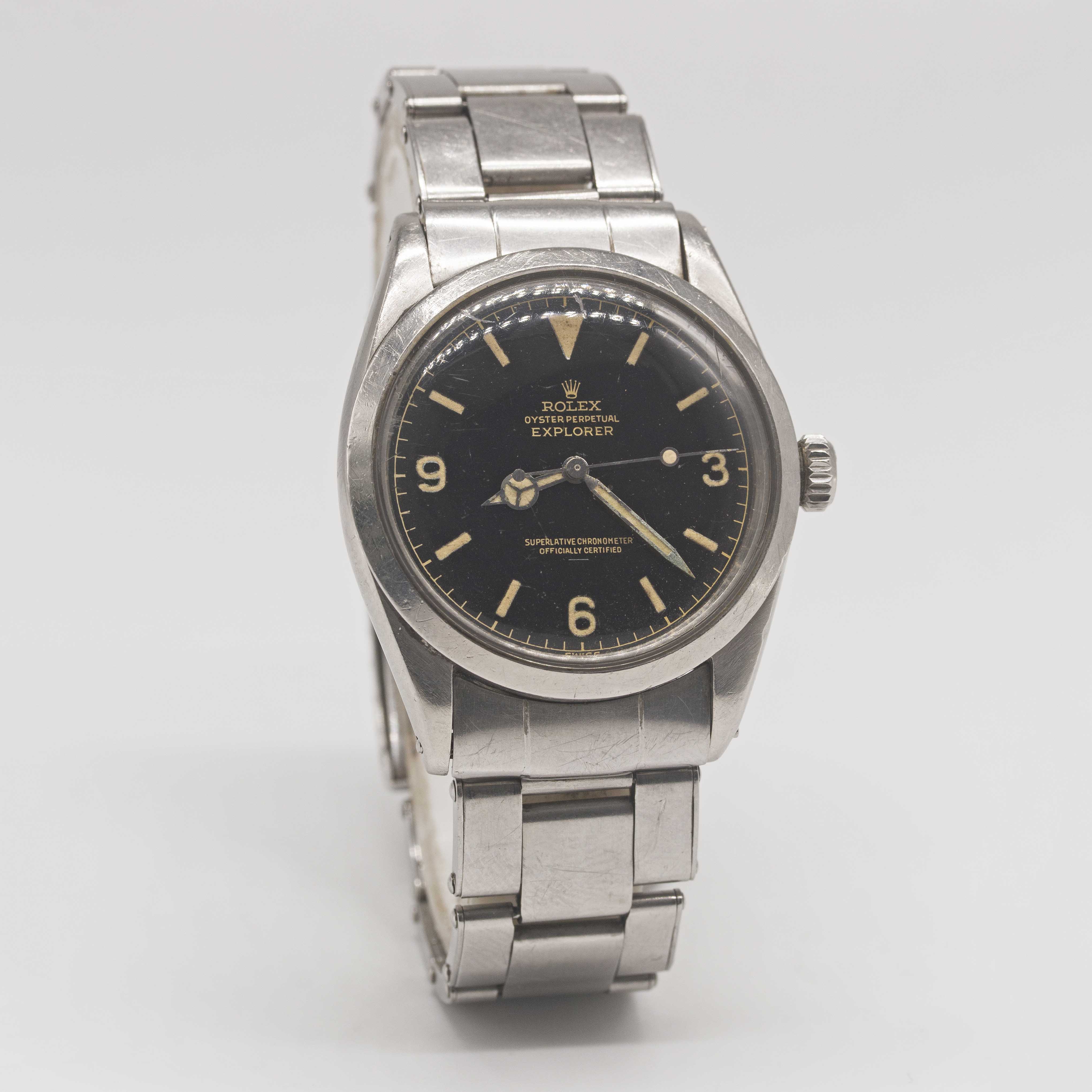 A VERY RARE GENTLEMAN'S STAINLESS STEEL ROLEX OYSTER PERPETUAL EXPLORER BRACELET WATCH CIRCA 1964, - Image 8 of 15