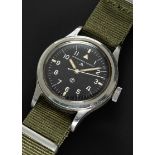 A GENTLEMAN'S STAINLESS STEEL BRITISH MILITARY IWC MARK 11 RAF PILOTS WRIST WATCH DATED 1951