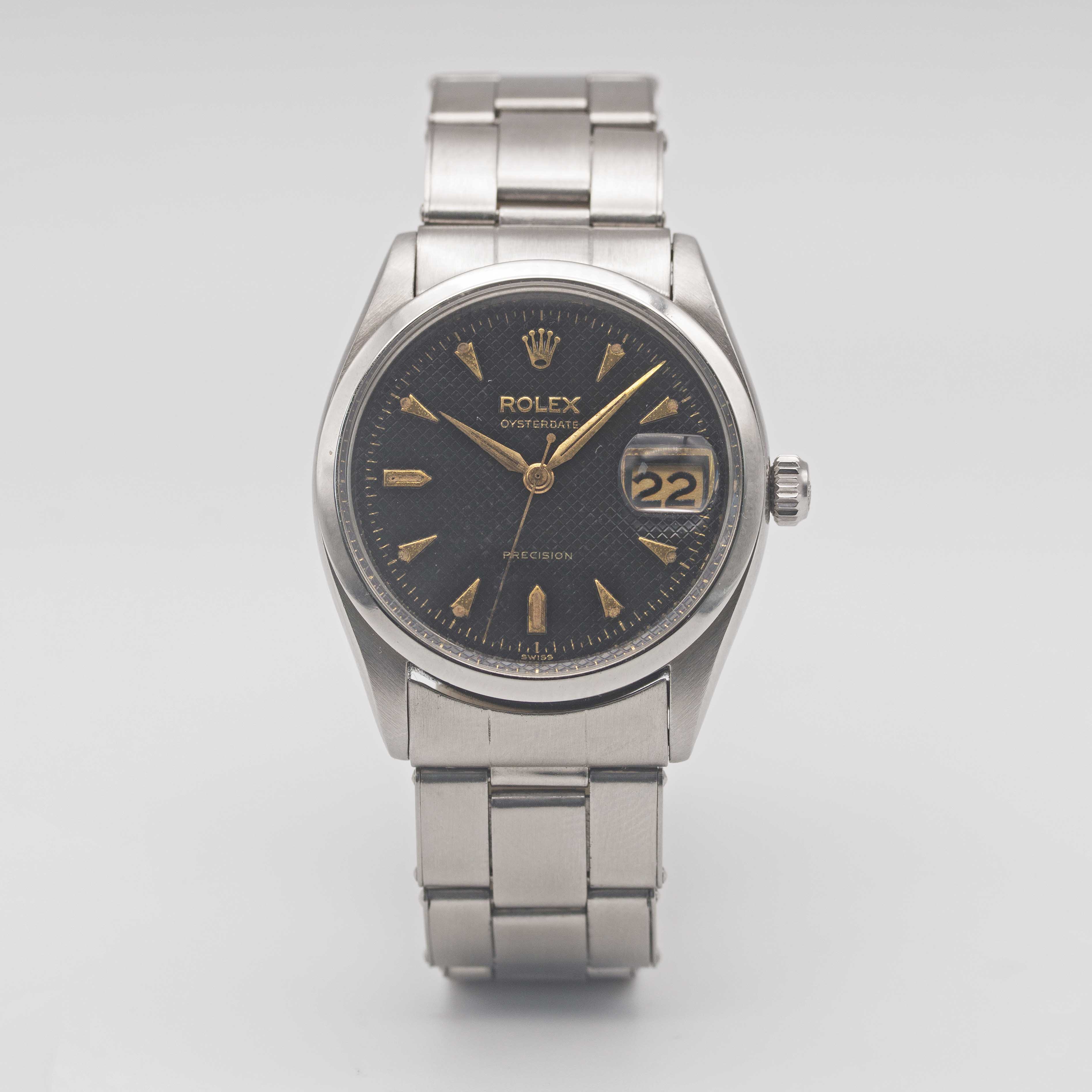 A RARE GENTLEMAN'S STAINLESS STEEL ROLEX OYSTERDATE PRECISION BRACELET WATCH CIRCA 1954, REF. 6294 - Image 3 of 12