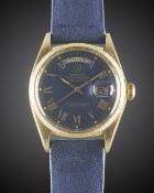 A GENTLEMAN'S 18K SOLID YELLOW GOLD ROLEX OYSTER PERPETUAL DAY DATE WRIST WATCH CIRCA 1976, REF.