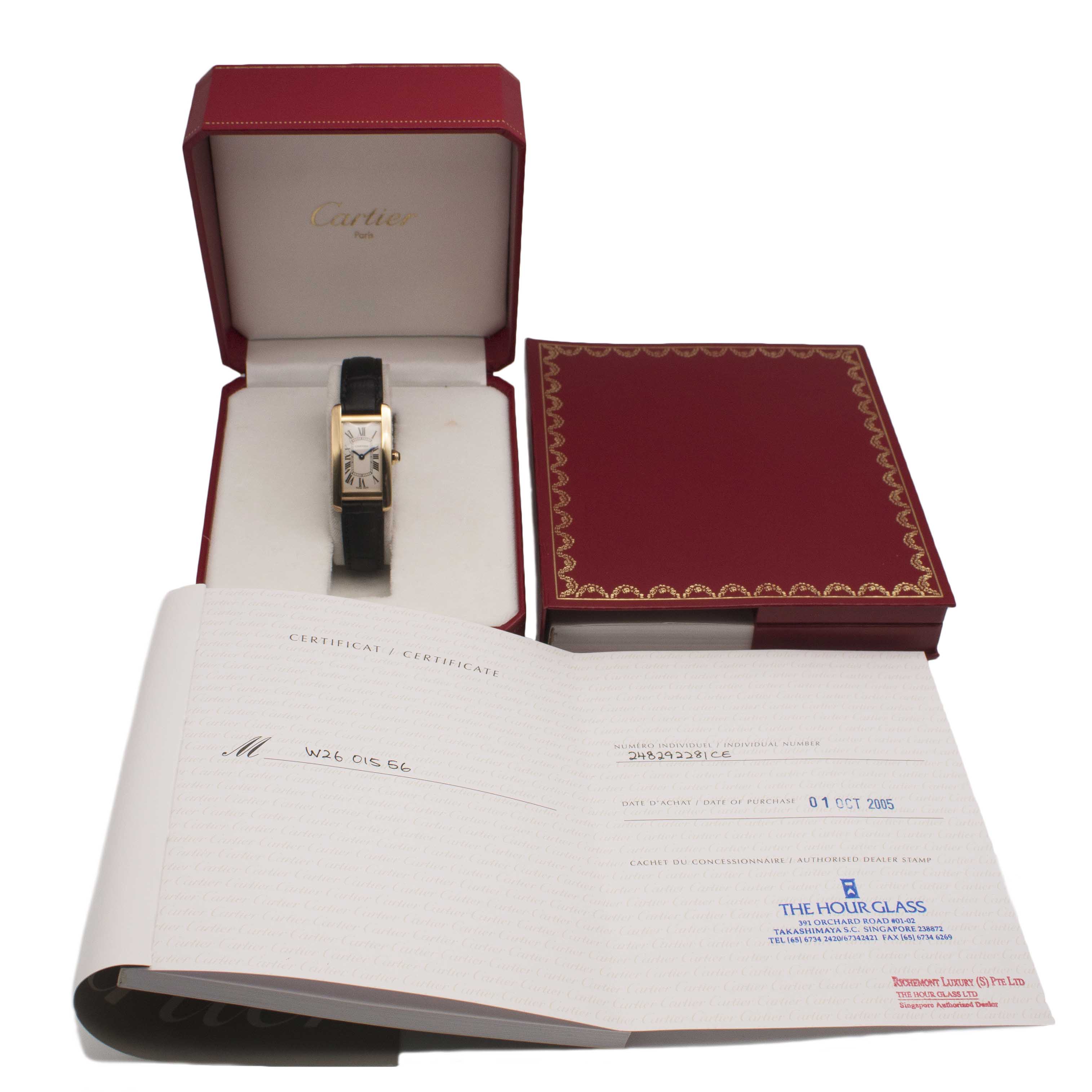 A LADIES 18K SOLID YELLOW GOLD CARTIER TANK AMERICAINE WRIST WATCH DATED 2005, REF. 2482 WITH - Image 11 of 11