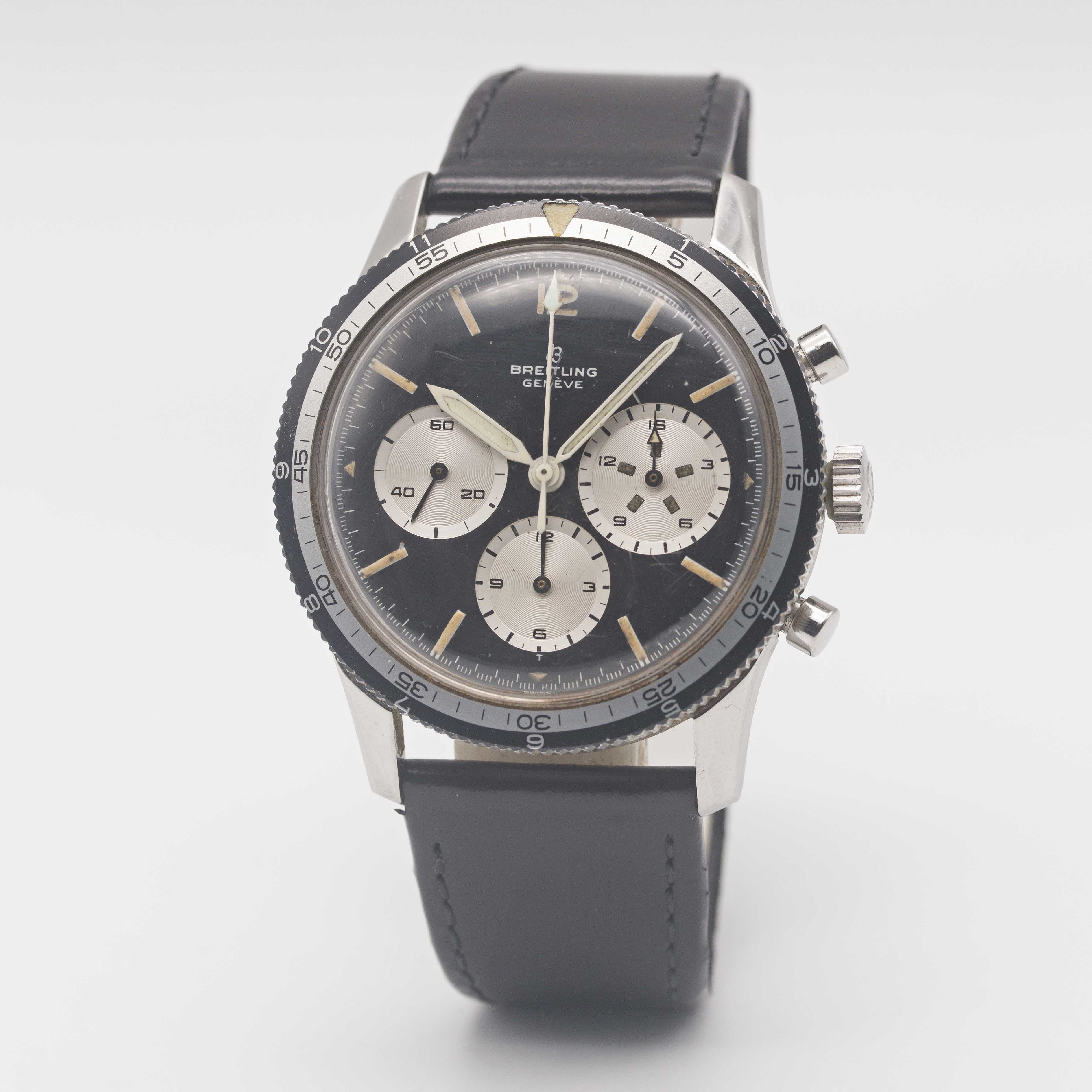 A RARE GENTLEMAN'S STAINLESS STEEL BREITLING 765 CO PILOT CHRONOGRAPH WRIST WATCH CIRCA 1966, REF. - Image 5 of 10