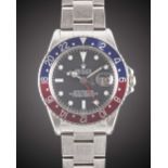 A GENTLEMAN'S STAINLESS STEEL ROLEX OYSTER PERPETUAL GMT MASTER "PEPSI" BRACELET WATCH CIRCA 1966,