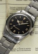 A VERY RARE GENTLEMAN'S STAINLESS STEEL ROLEX OYSTER PERPETUAL EXPLORER BRACELET WATCH CIRCA 1964,