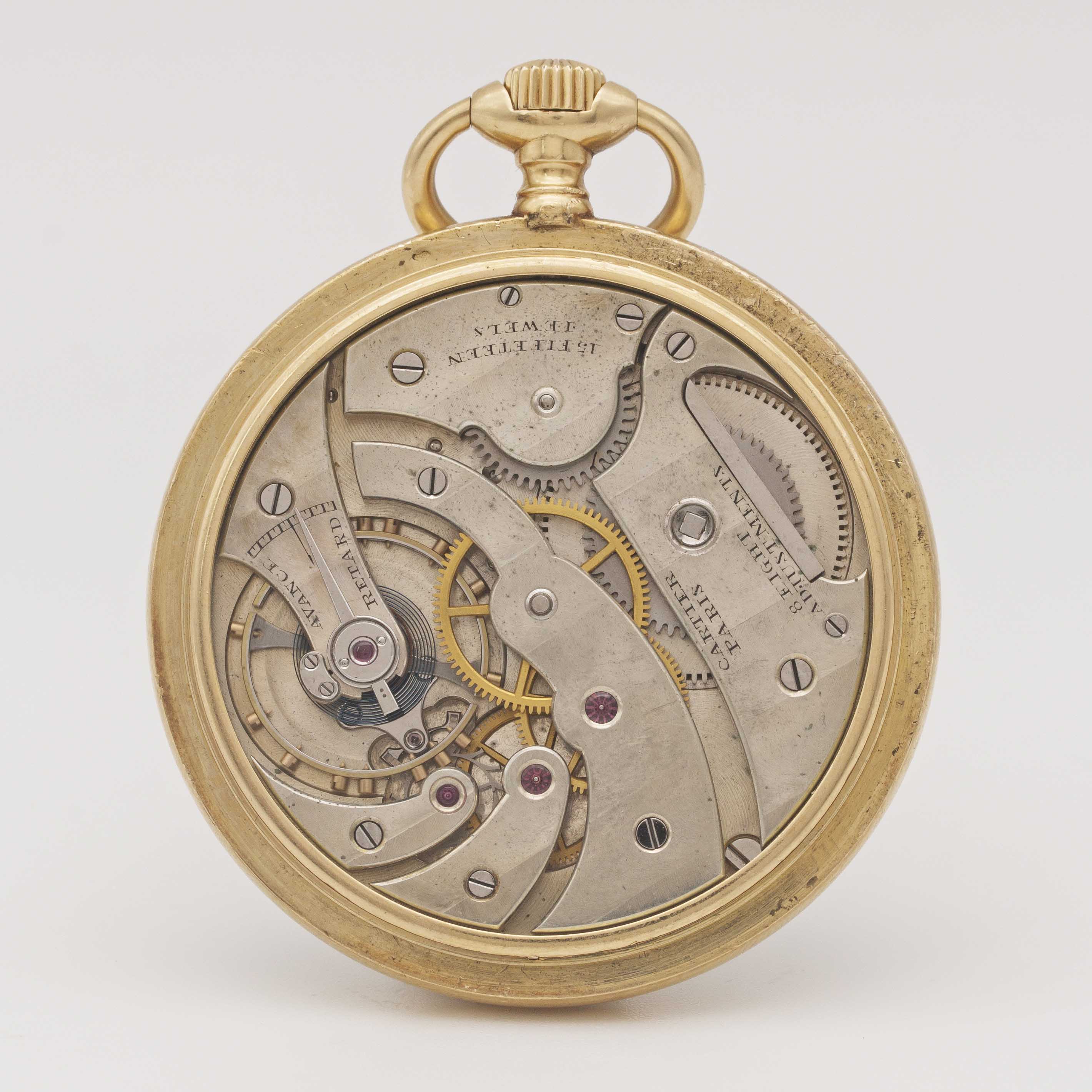 A RARE GENTLEMAN'S 18K SOLID GOLD CARTIER PARIS POCKET WATCH CIRCA 1930s Movement: 15J, manual - Image 6 of 11