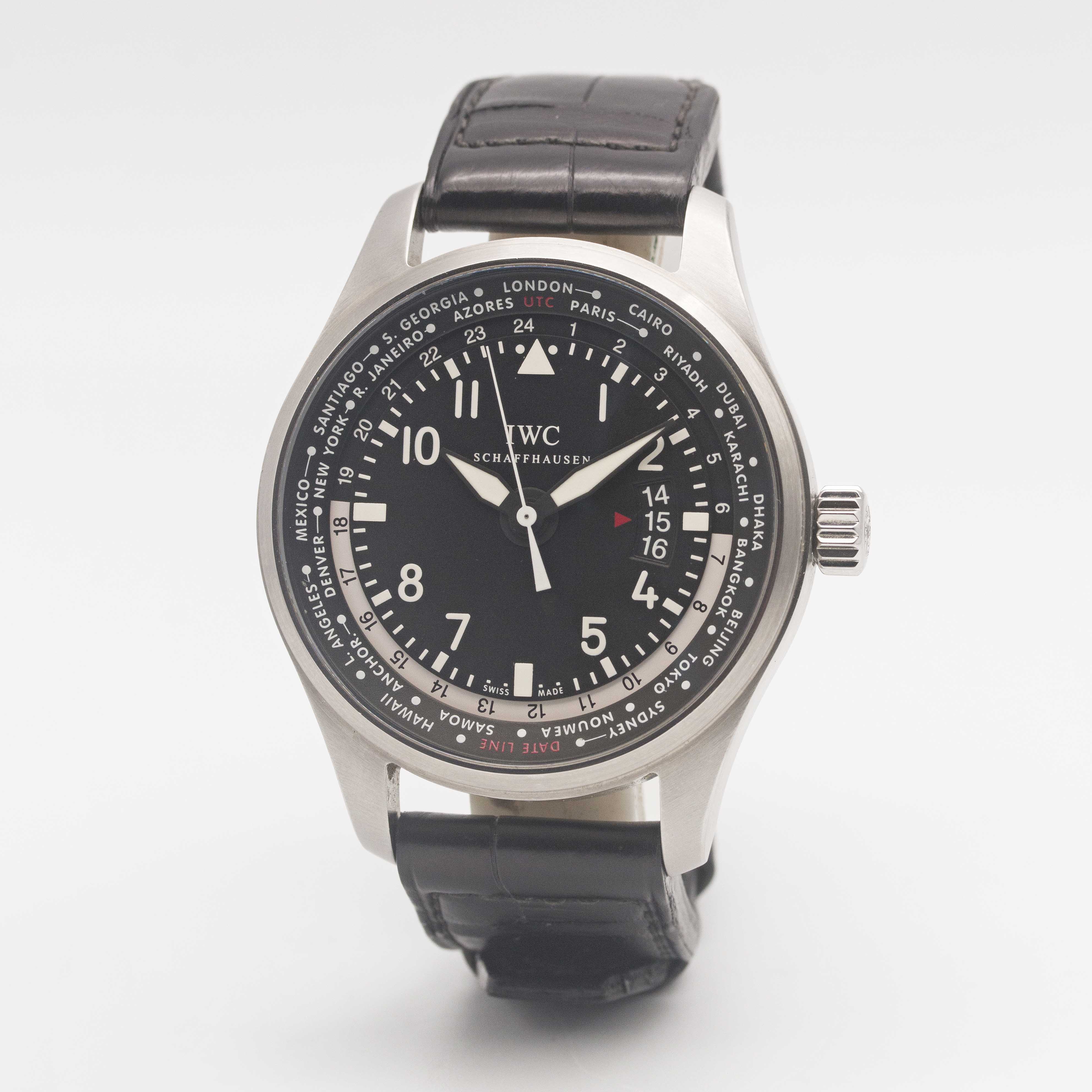 A GENTLEMAN'S STAINLESS STEEL IWC PILOTS WORLDTIMER GMT AUTOMATIC WRIST WATCH CIRCA 2014, REF. - Image 4 of 9