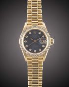 A LADIES 18K SOLID GOLD & DIAMOND ROLEX OYSTER PERPETUAL DATEJUST BRACELET WATCH CIRCA 1994, REF.