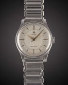 A GENTLEMAN'S STAINLESS STEEL ROLEX PRECISION BRACELET WATCH CIRCA 1940s, REF. 2318 WITH TEXTURED