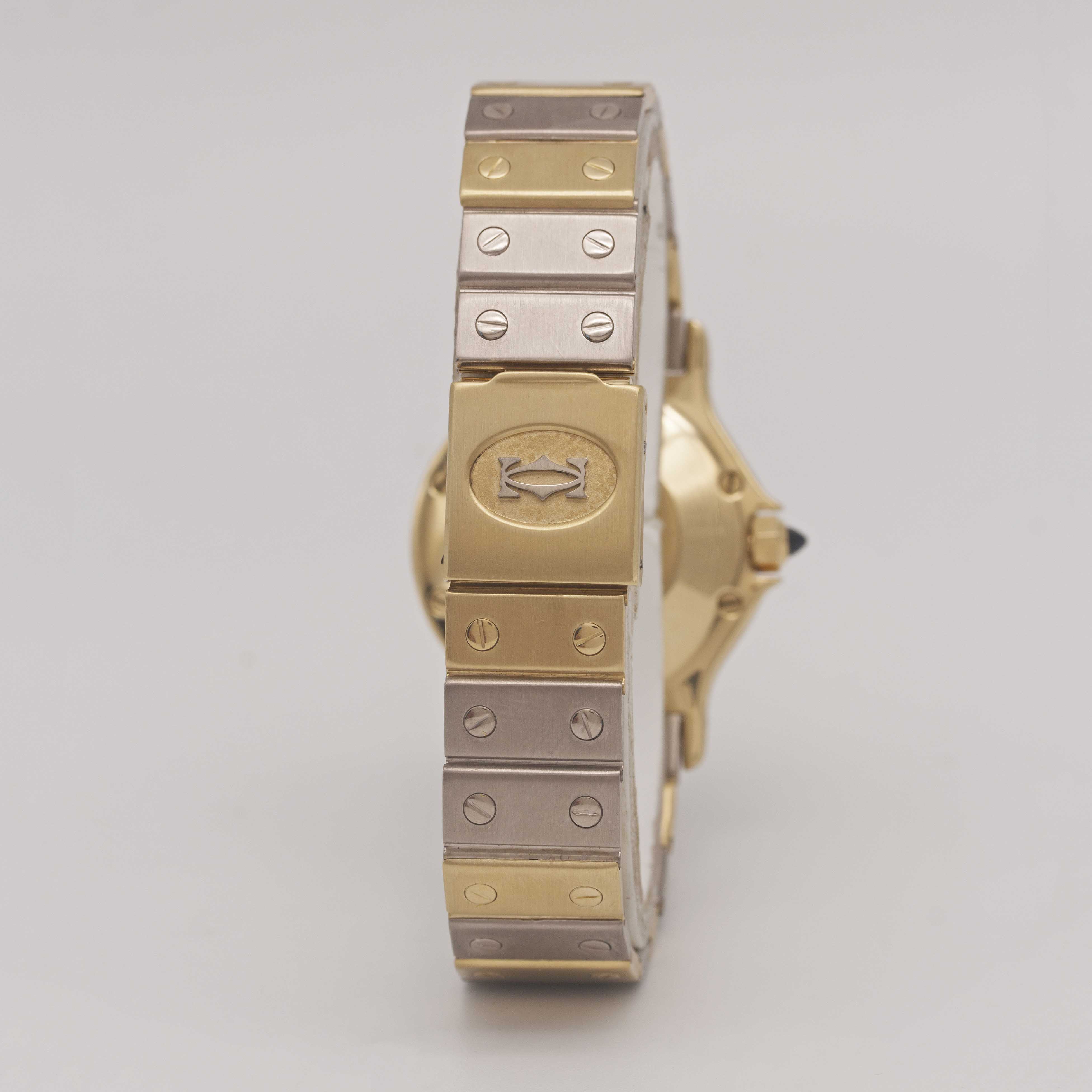 A RARE GENTLEMAN'S SIZE 18K SOLID WHITE & YELLOW GOLD CARTIER SANTOS OCTAGONAL AUTOMATIC BRACELET - Image 6 of 10