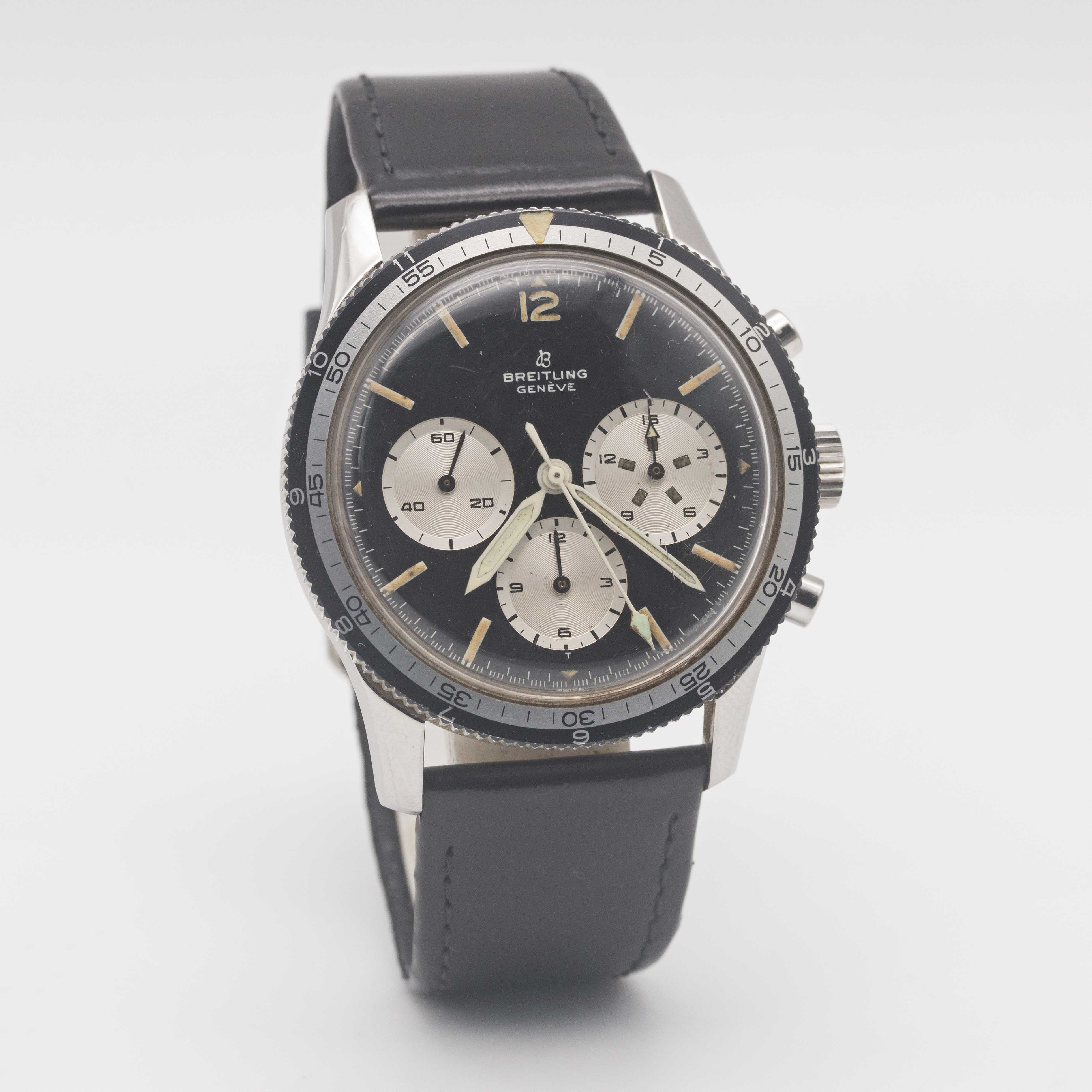 A RARE GENTLEMAN'S STAINLESS STEEL BREITLING 765 CO PILOT CHRONOGRAPH WRIST WATCH CIRCA 1966, REF. - Image 6 of 10