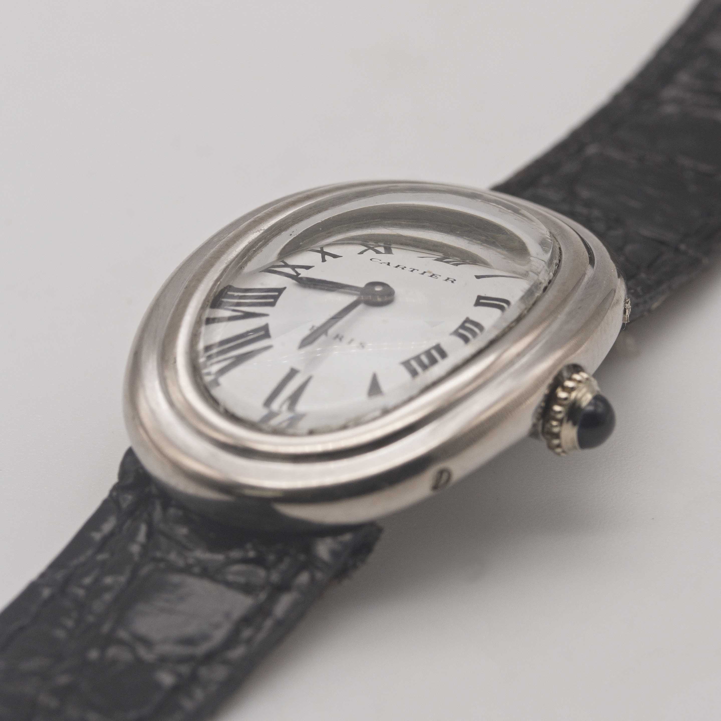 AN 18K SOLID WHITE GOLD CARTIER BAIGNOIRE WRIST WATCH CIRCA 1980s Movement: 17J, manual wind, signed - Image 3 of 14