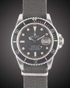 A GENTLEMAN'S STAINLESS STEEL ROLEX OYSTER PERPETUAL DATE SUBMARINER WRIST WATCH CIRCA 1983, REF.