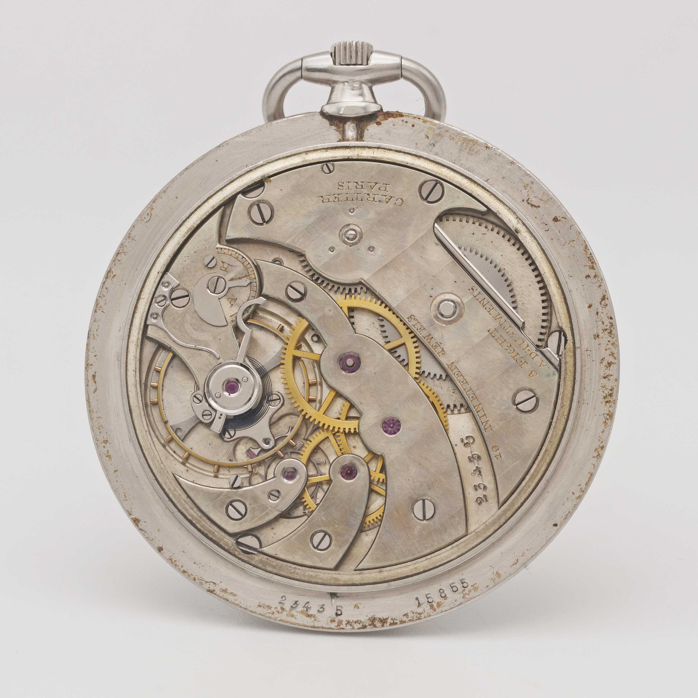 A GENTLEMAN'S PLATINUM CARTIER PARIS POCKET WATCH CIRCA 1920s Movement: 19J, manual wind with 8 - Image 6 of 11