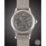 A GENTLEMAN'S STAINLESS STEEL BRITISH MILITARY ETERNA W.W.W. WRIST WATCH CIRCA 1940s, PART OF THE "