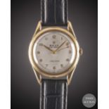 A GENTLEMAN'S 9CT SOLID GOLD ROLEX OYSTER PERPETUAL WRIST WATCH CIRCA 1950s Movement: Automatic "