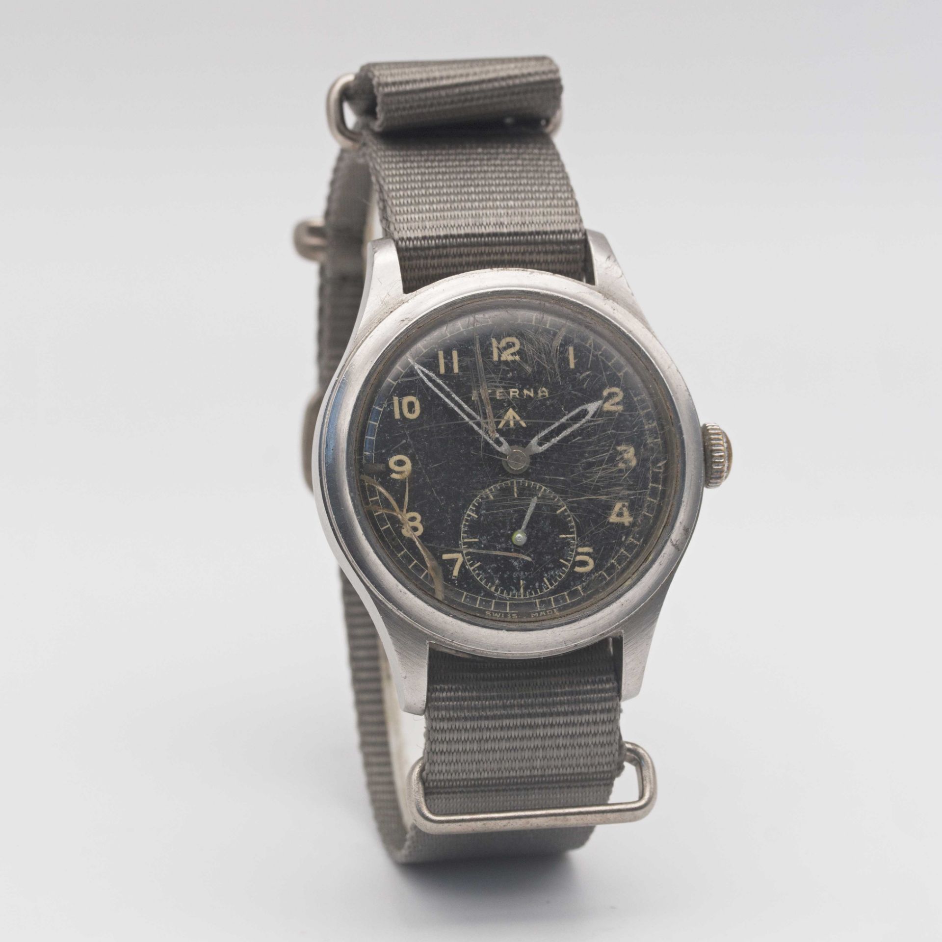 A GENTLEMAN'S STAINLESS STEEL BRITISH MILITARY ETERNA W.W.W. WRIST WATCH CIRCA 1940s, PART OF THE " - Image 5 of 10