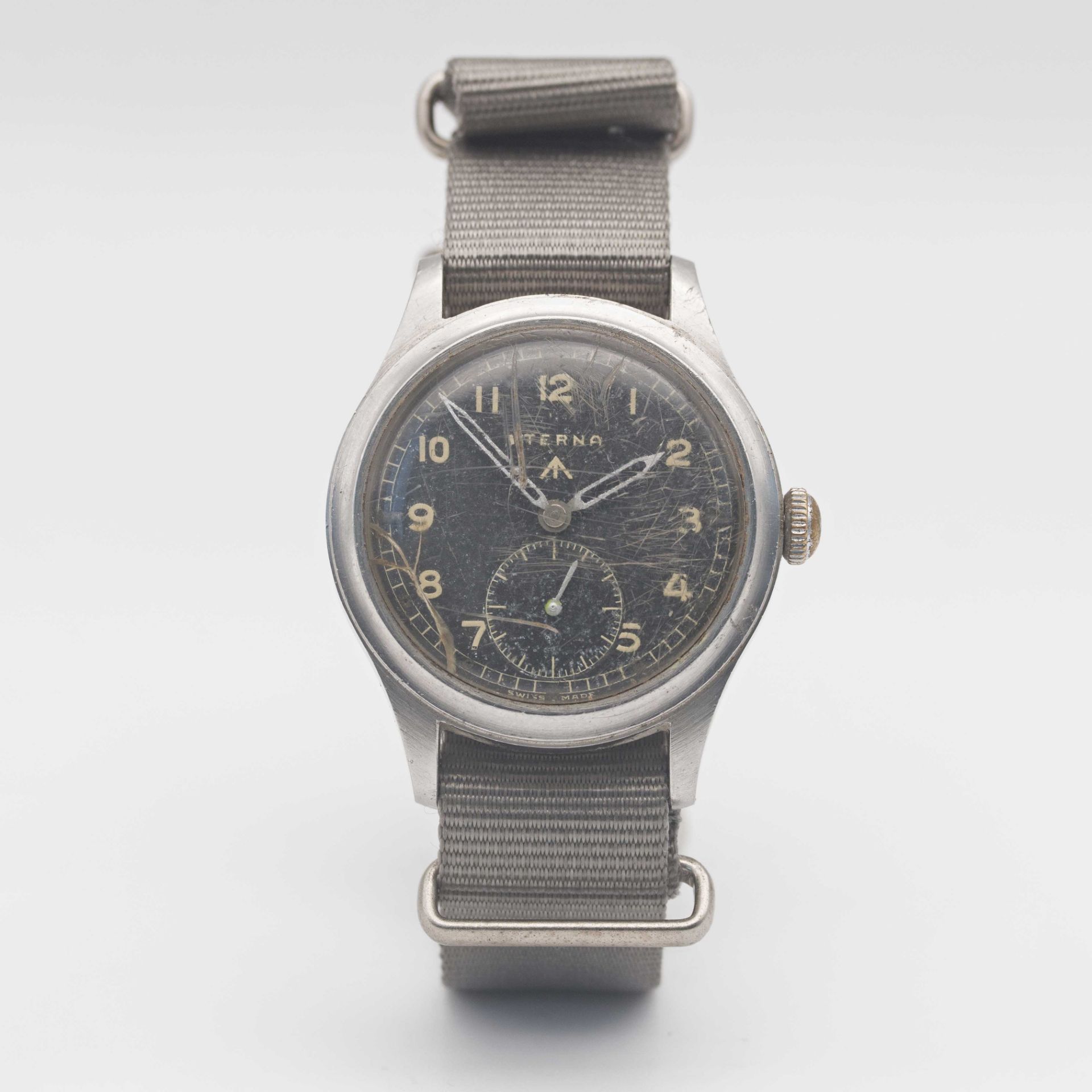 A GENTLEMAN'S STAINLESS STEEL BRITISH MILITARY ETERNA W.W.W. WRIST WATCH CIRCA 1940s, PART OF THE " - Image 2 of 10