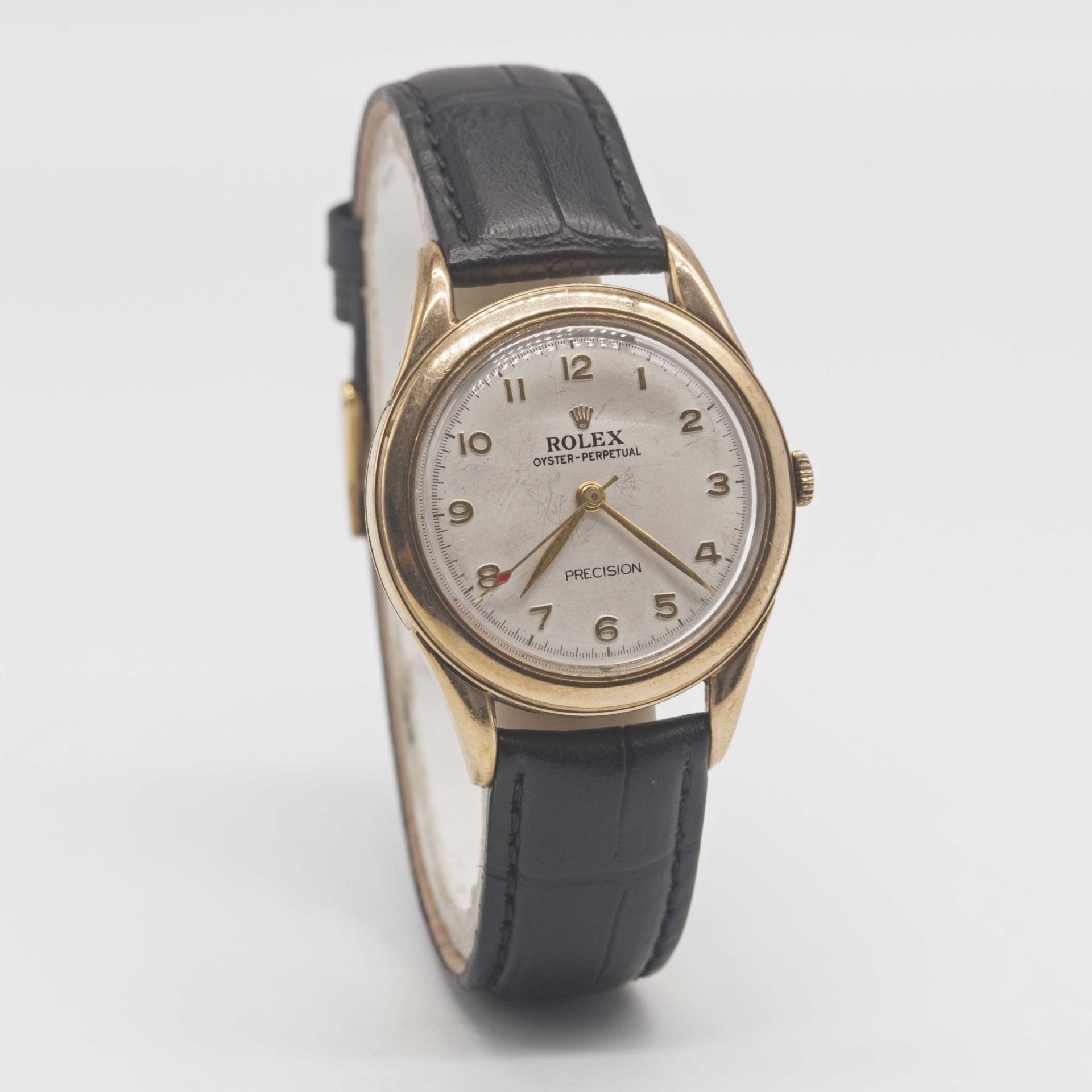 A GENTLEMAN'S 9CT SOLID GOLD ROLEX OYSTER PERPETUAL WRIST WATCH CIRCA 1950s Movement: Automatic " - Image 5 of 10