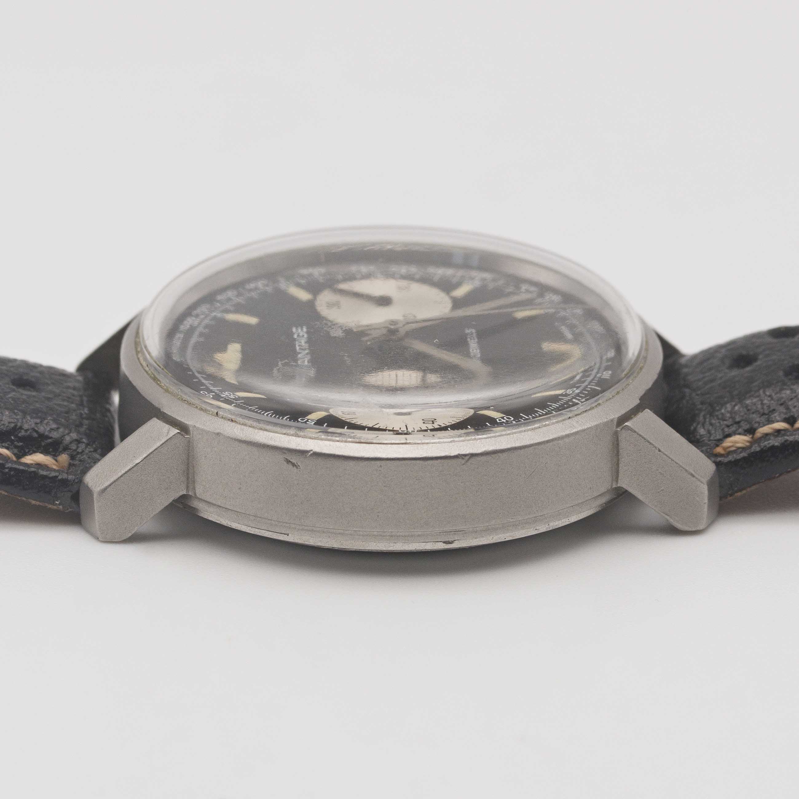 A GENTLEMAN'S STAINLESS STEEL VANTAGE CHRONOGRAPH WRIST WATCH CIRCA 1970, WITH GLOSS BLACK DIAL - Image 9 of 9