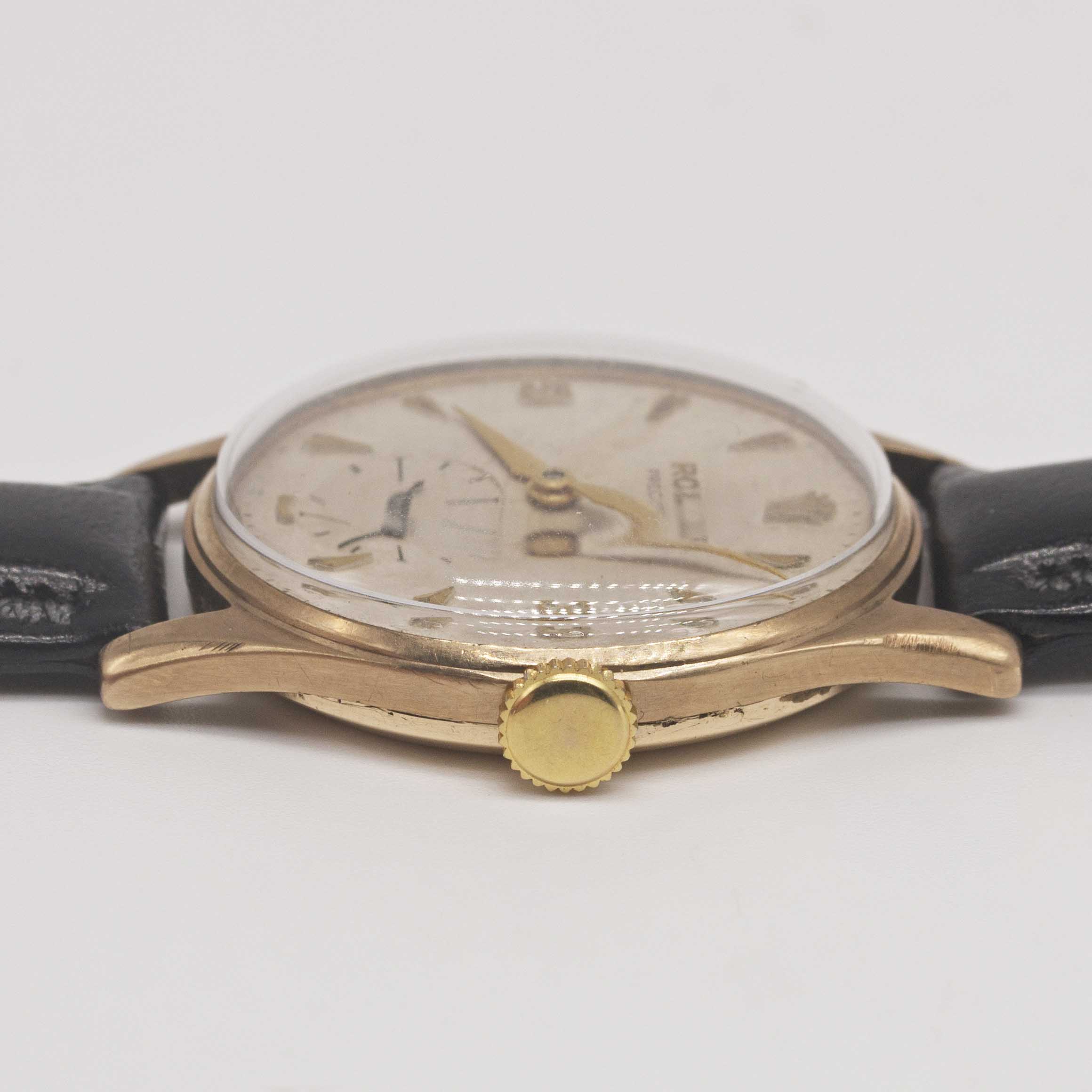 A GENTLEMAN'S 9CT SOLID GOLD ROLEX PRECISION WRIST WATCH CIRCA 1958 Movement: 17J, manual wind, cal. - Image 9 of 10