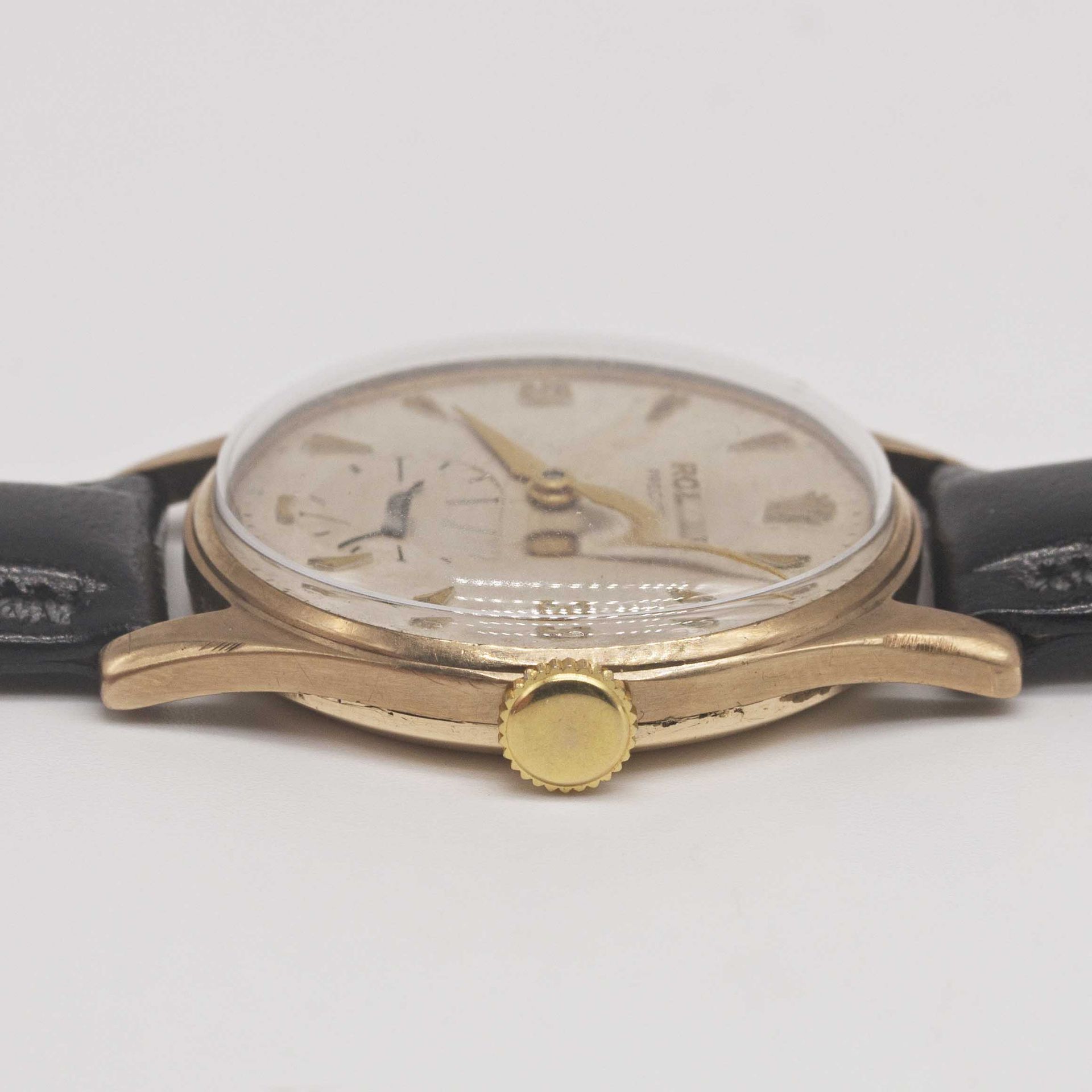 A GENTLEMAN'S 9CT SOLID GOLD ROLEX PRECISION WRIST WATCH CIRCA 1958 Movement: 17J, manual wind, cal. - Image 9 of 10