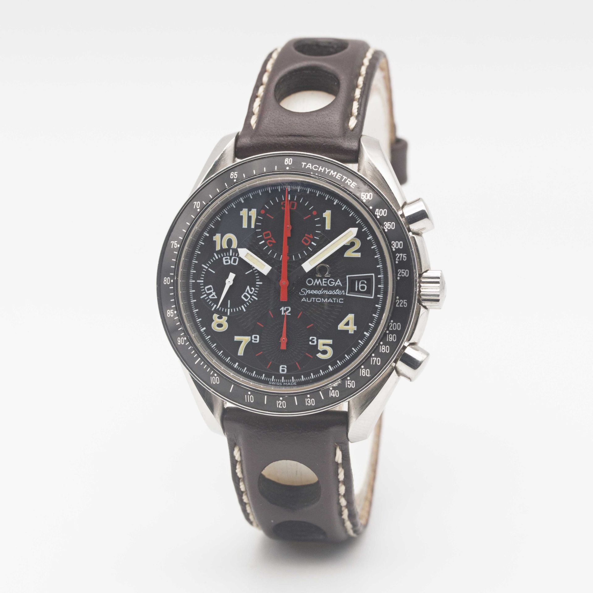 A GENTLEMAN'S STAINLESS STEEL OMEGA SPEEDMASTER AUTOMATIC CHRONOGRAPH WRIST WATCH CIRCA 1999 - Image 4 of 9