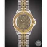 A LADIES STEEL & GOLD ROLEX TUDOR PRINCE OYSTERDATE MINI SUB BRACELET WATCH CIRCA 1993, REF. 73091