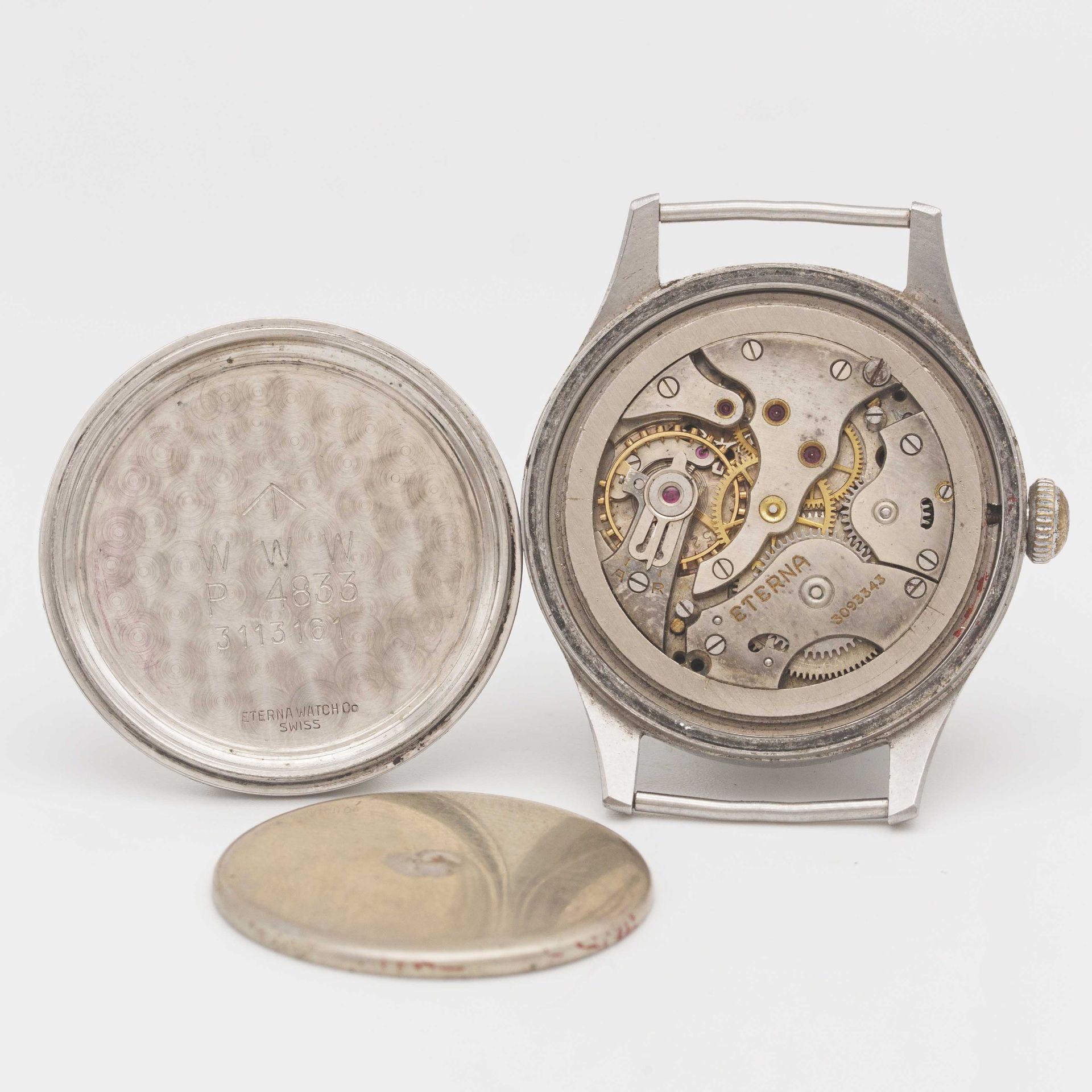 A GENTLEMAN'S STAINLESS STEEL BRITISH MILITARY ETERNA W.W.W. WRIST WATCH CIRCA 1940s, PART OF THE " - Image 8 of 10