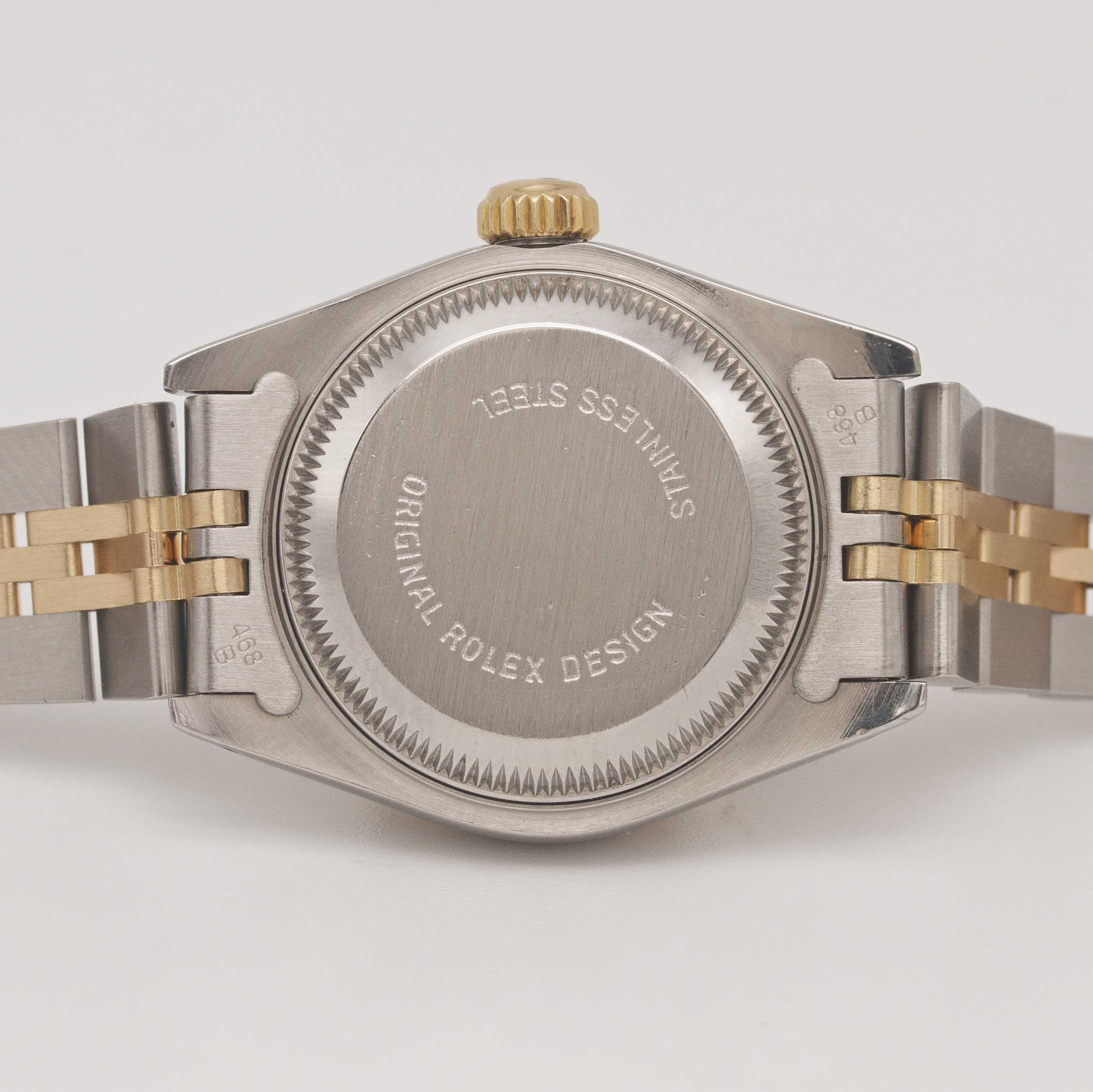 A LADIES STEEL & GOLD ROLEX OYSTER PERPETUAL DATEJUST BRACELET WATCH CIRCA 2000, REF. 69173 WITH - Image 7 of 10