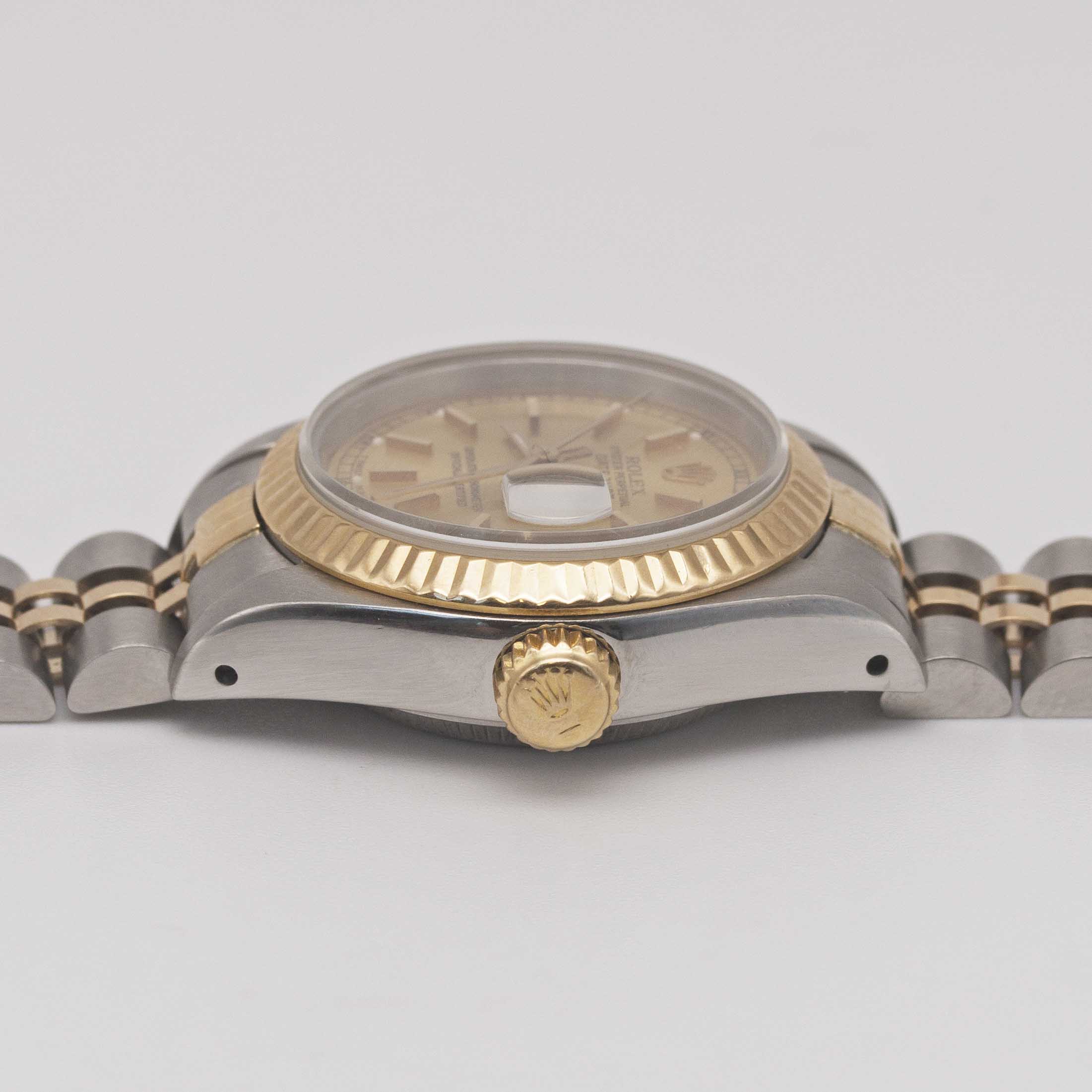 A LADIES STEEL & GOLD ROLEX OYSTER PERPETUAL DATEJUST BRACELET WATCH CIRCA 2000, REF. 69173 WITH - Image 9 of 10