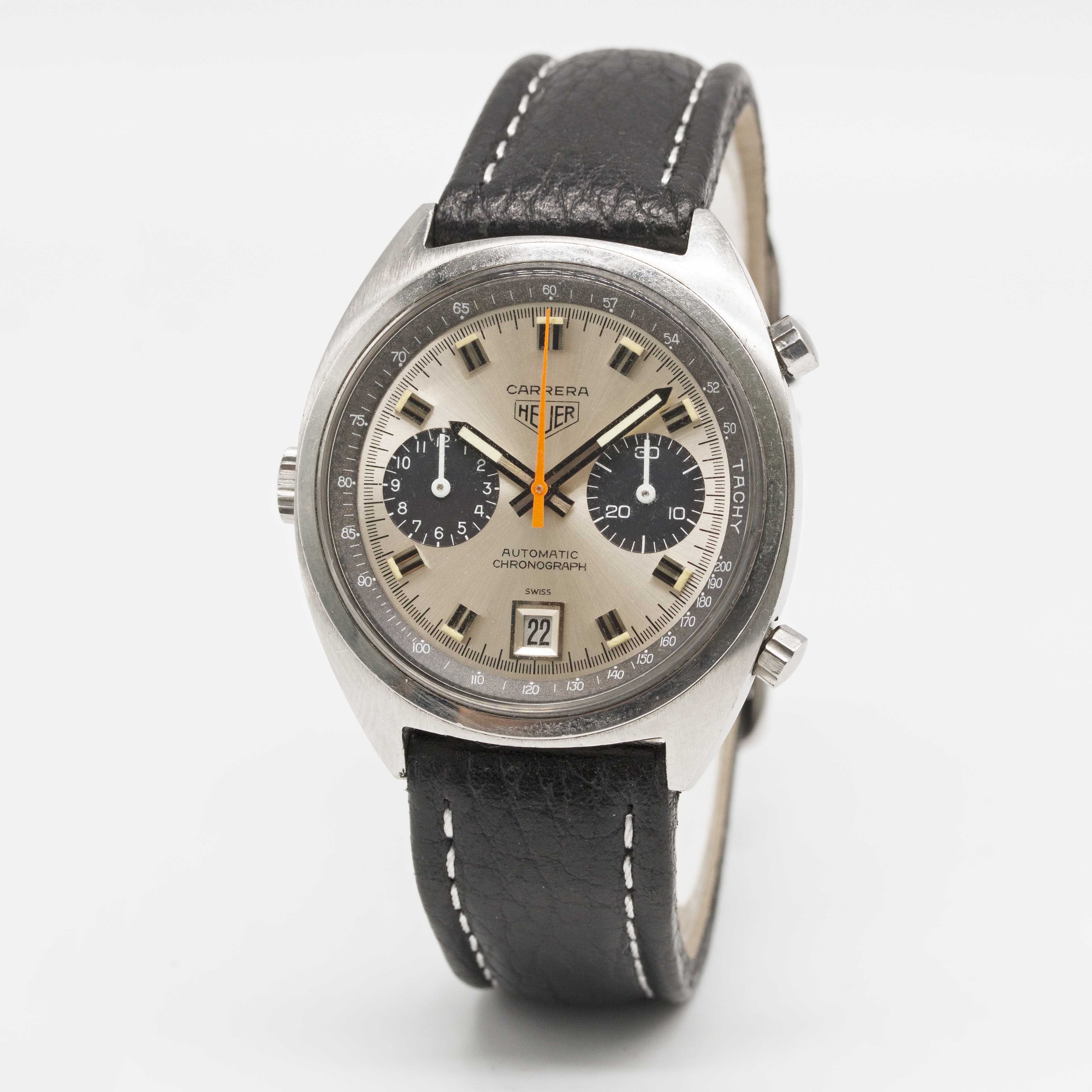 A GENTLEMAN'S STAINLESS STEEL HEUER CARRERA AUTOMATIC CHRONOGRAPH WRIST WATCH CIRCA 1970s, REF. 1153 - Image 4 of 9