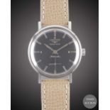 A GENTLEMAN'S STAINLESS STEEL LONGINES GRAND PRIZE AUTOMATIC WRIST WATCH CIRCA 1960, WITH GLOSS