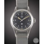 A GENTLEMAN'S STAINLESS STEEL BRITISH MILITARY OMEGA RAF PILOTS WRIST WATCH DATED 1953, REF. 2777-