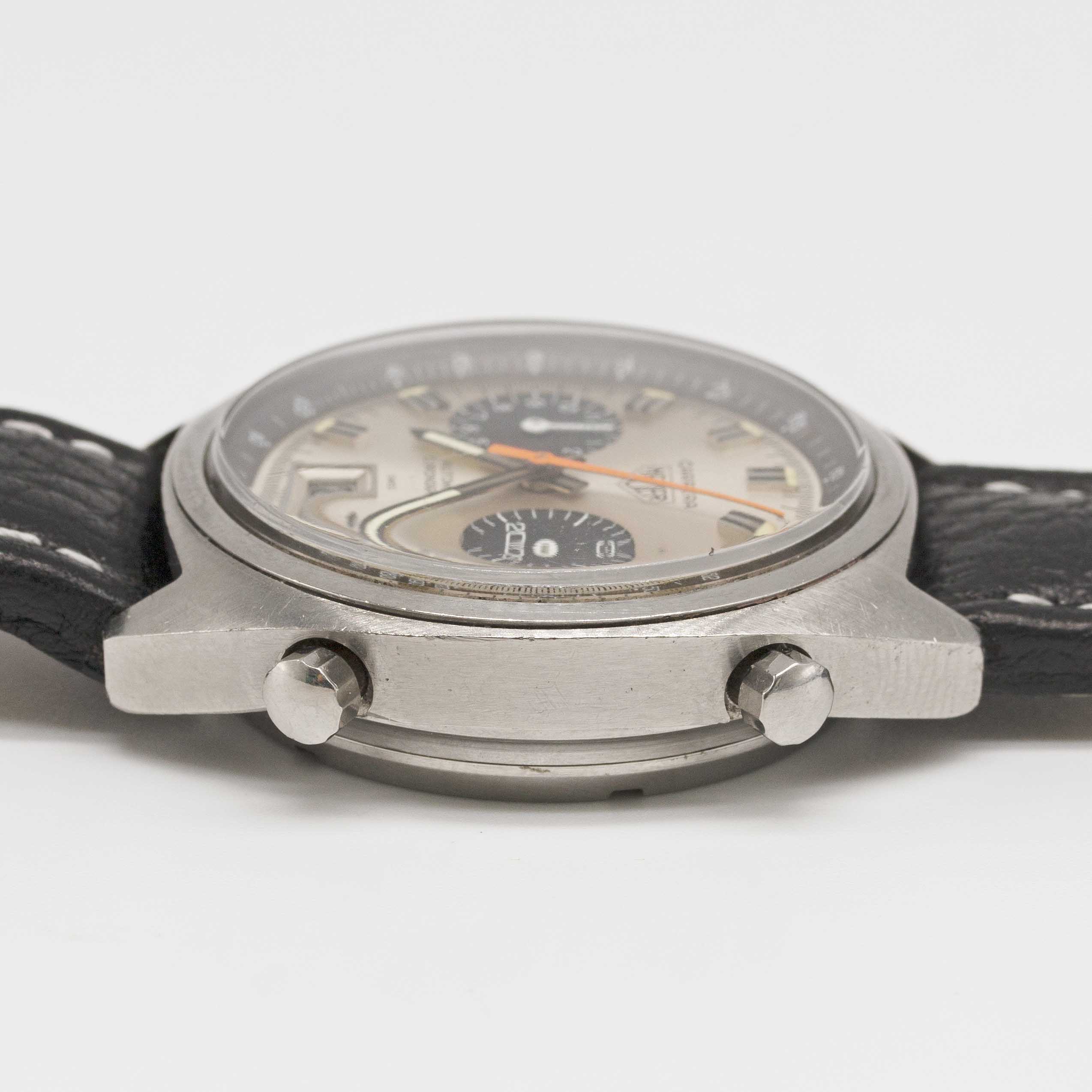 A GENTLEMAN'S STAINLESS STEEL HEUER CARRERA AUTOMATIC CHRONOGRAPH WRIST WATCH CIRCA 1970s, REF. 1153 - Image 9 of 9