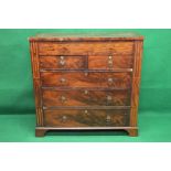 Edwardian mahogany inlaid chest of drawers having two short drawers over three long graduated