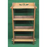 Set of possibly Scottish oak open book shelves having pierced raised back over four fixed shelves