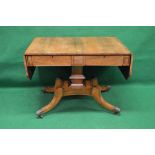 19th century rosewood sofa table having brass string inlay,