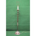 Silver plated standard lamp having a circular base with gadrooned border and bayonet fitting - 55"