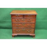 19th century mahogany chest of drawers the top having cross banded border and moulded edge over two