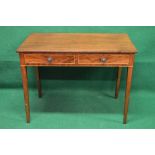 Mahogany two drawer side table the top having moulded edge over two short drawers with embossed